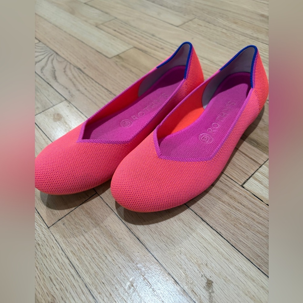 Rothy's Pink and Blue Classic Flats Sz 8 - Picture 3 of 5